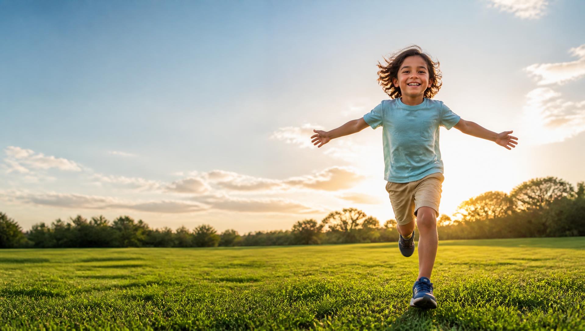 A family running together outdoors
